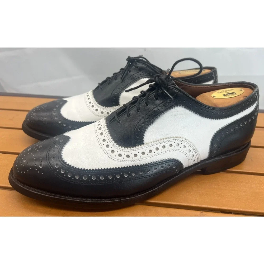 ALLEN EDMONDS BROADSTREET WING TIP BLACK WHITE SPECTATOR Size 8D